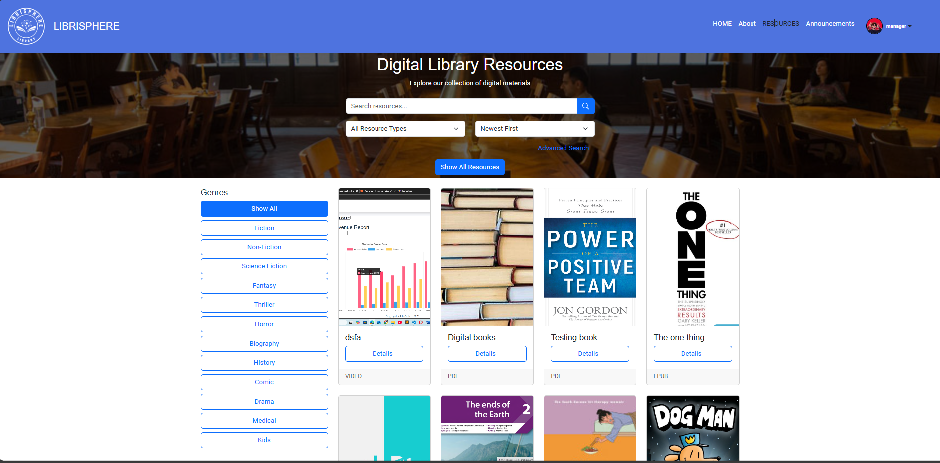 Digital resource page